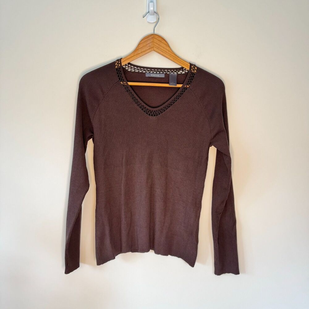 Liz Claiborne Women's Brown V-Neck Sweater Size Medium